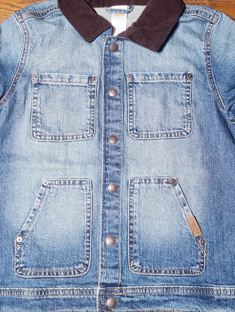 NWT Gymboree Heritage Denim Chore Coat Barn Jacket Corduroy Collar Size 8